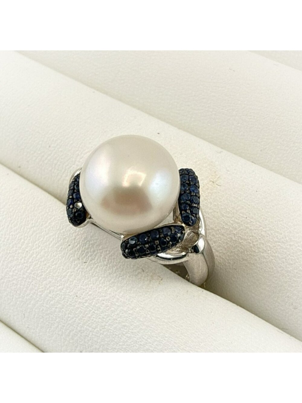Honora Pearl Ring Sterling Silver 925 Blue White Button size 6 Quiet Luxury